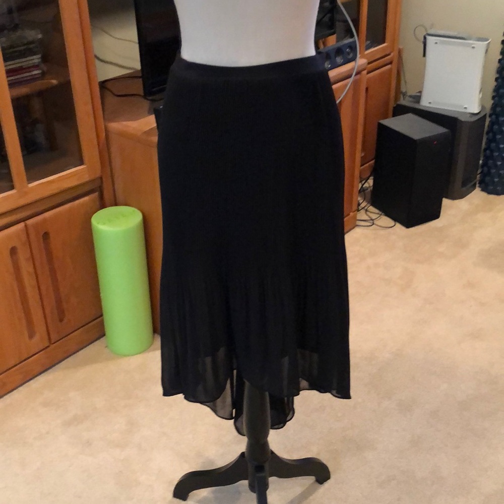 Worthington, sheer, pleated overlay skirt